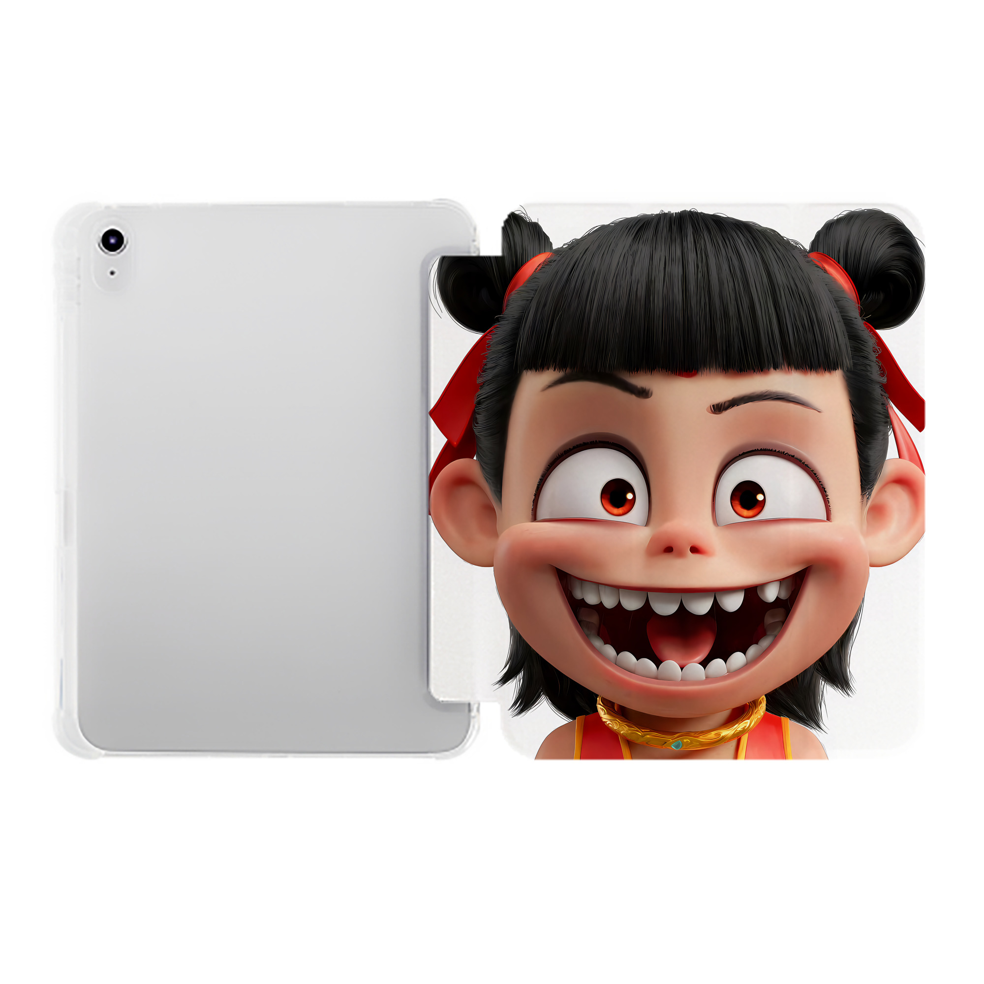 （画像用） Ne Zha 2 ナタ 魔童の大暴れ IPad ケース ペン収納付き 三つ折りスタンド PUレザー×シリコン 対応機種9.5/10.5/10.9インチ